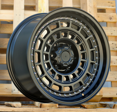 RACINGLINE R18x9 6X139.7 ET 0 110.1 JT221 Black Polished (MB) For 4X4 (K3) (Rivets)