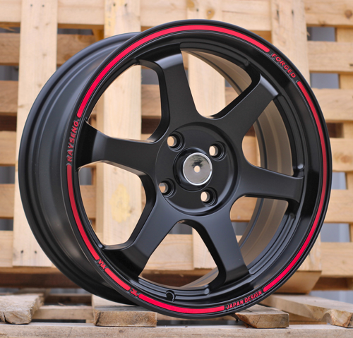 RACINGLINE R16x7 4X100 ET 38 73.1 I6966 Black Matt+Red Line (BMR) For RACIN (Z5)