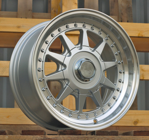 RACINGLINE R15x7 4X100 ET 25 57.1 LU920 Silver+Polished Lip (SP) For RACIN (P1)