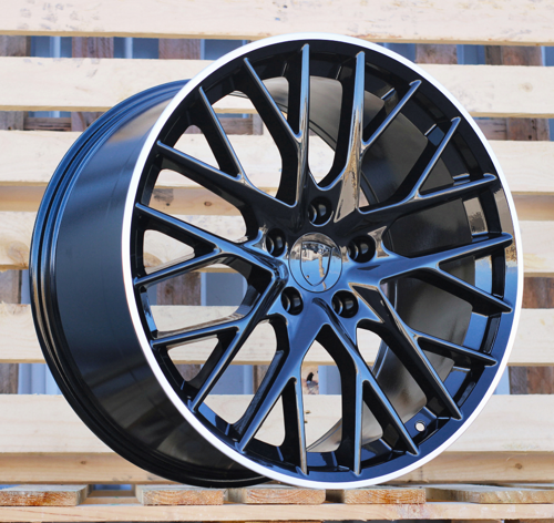 RACINGLINE R21x11.5 5X130 ET 62 71.6 B5541 Black+Polished Lip (BLPL) For PORCH (K4+M) (Black Shining+PL Rear+Front)