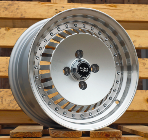 RACINGLINE R14x6.5 4X100 ET 20 67.1 L475 Silver+Polished Lip (SP) For RACIN (R) (RONAL Style)