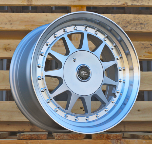RACINGLINE R15x7.5 4X100 ET 20 57.1 LU596 Silver+Polished Lip (SP) For RACIN (P1) (HARTGE Style)