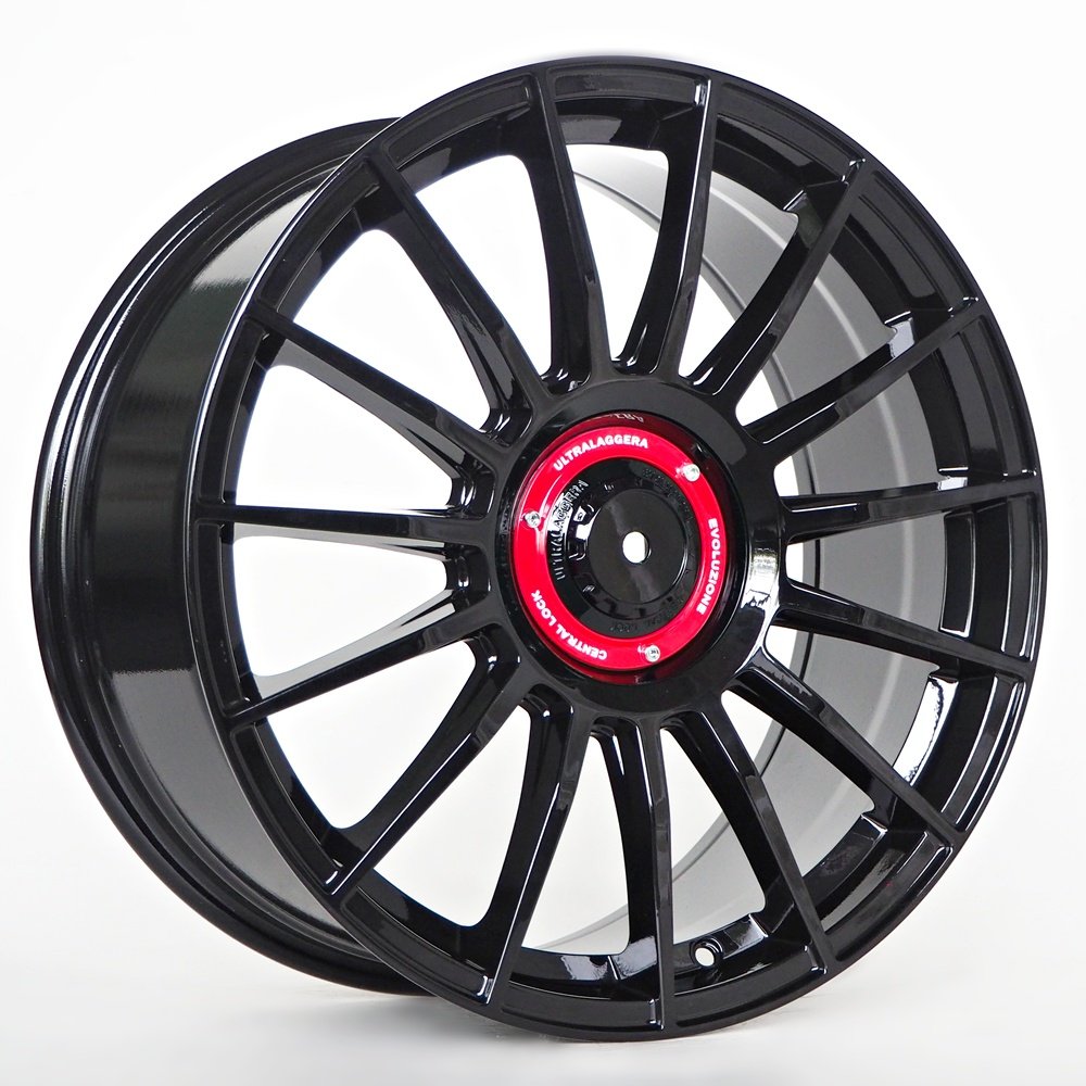 Performance Wheels James 8,5X19 5X100/112 ET45 73,1 GLOSSY BLACK WITH CENTER CAP RED
