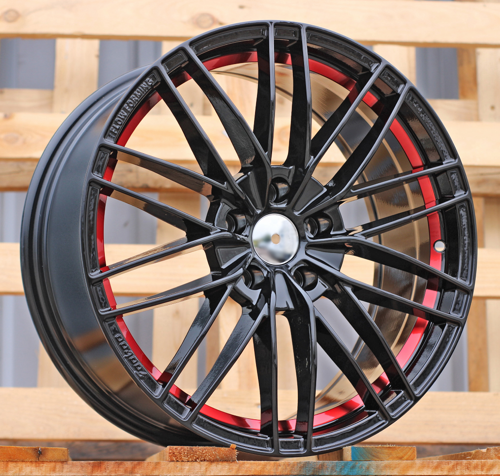 RACINGLINE R18x8 5X112 ET 35 66.5 F1995 (FBX001) Black (BL) For AUD (P1) (HYBRID FORGED ABT Style +Red)