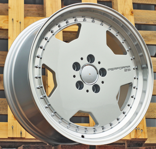 RACINGLINE R17x8 5X112 ET 35 66.6 B5852 Silver+Polished Lip (SP) Fits for MER (P) (MONOBLOCK Style)