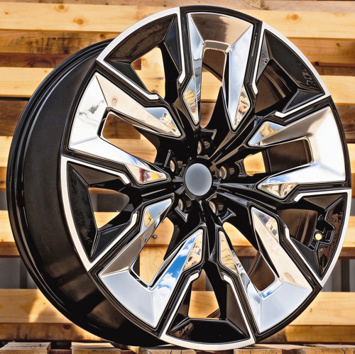 RACINGLINE R21x9 5X112 ET 24 66.6 H3447F Black Polished (MB) Fits for  (A) (HYBRID FORGED + Chrome Rear+Front)