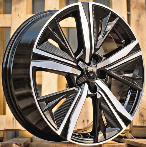 RACINGLINE R17x7 4X108 ET 25 65.1 Y1187 (LU2402) Black Polished (MB) Fits for PEUG (P1) (NEW Design Carved Spokes)