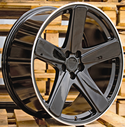 RACINGLINE R21x10 5X112 ET 19 66.5 FE023 (BY1120) Black+Polished Lip (BLPL) Fits for PORCH (Z2) (REAR+FRONT)