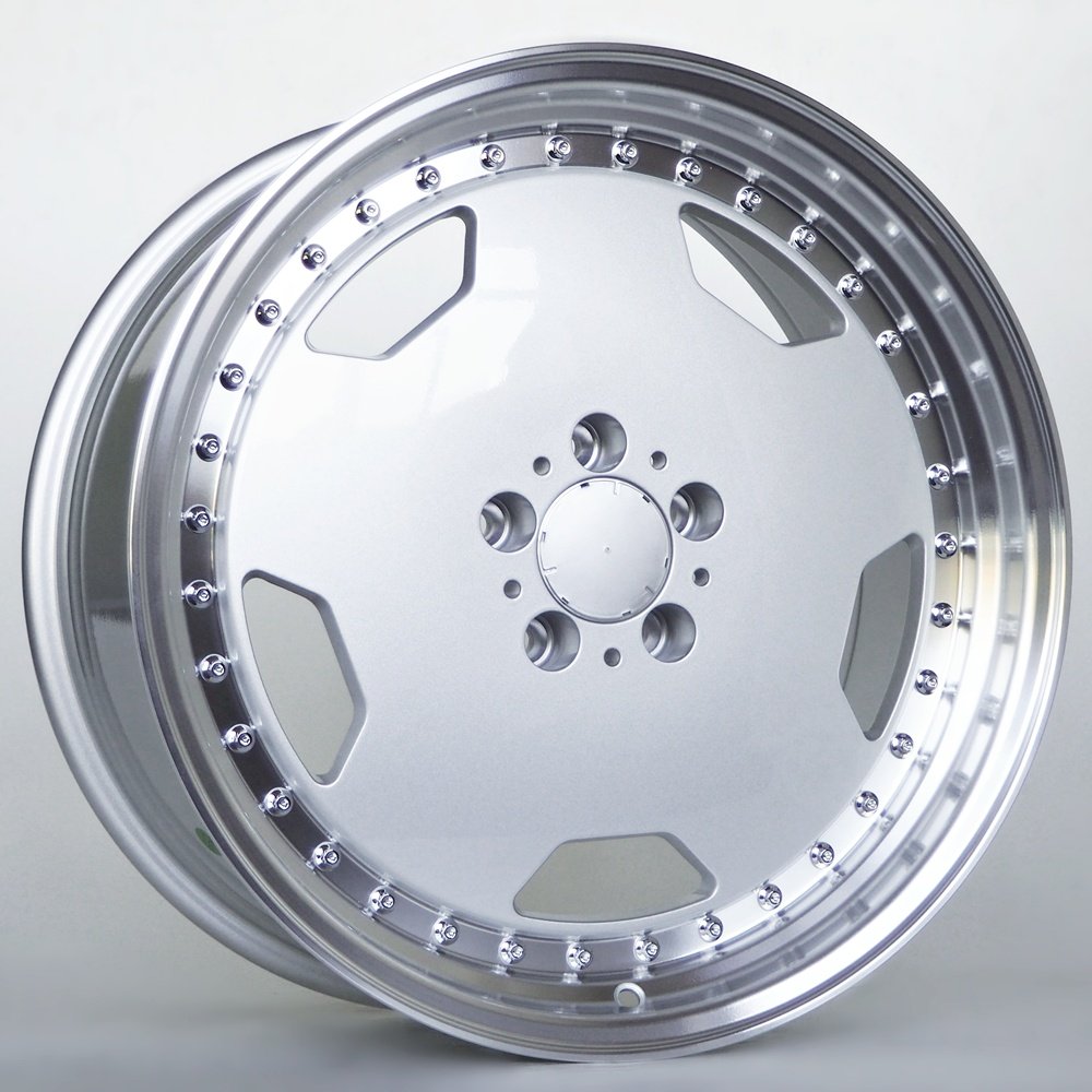 Performance Wheels Faust 8,5X19 5X112 ET35 66,6 Silver Machine Lip Chrome Rivets